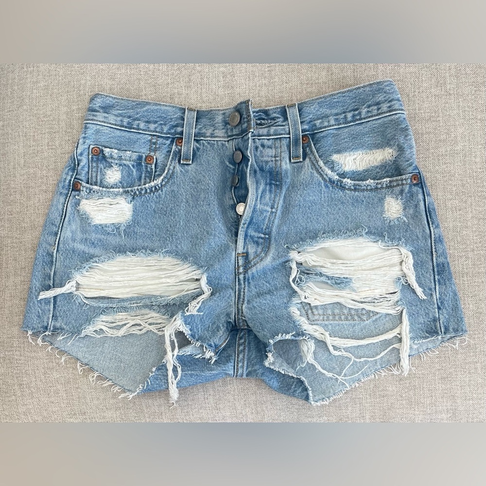 Levi’s distressed shorts with button fly